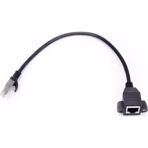 1PCS RJ45 Male To Female Screw Panel Mount Ethernet LAN Network Extension Cable