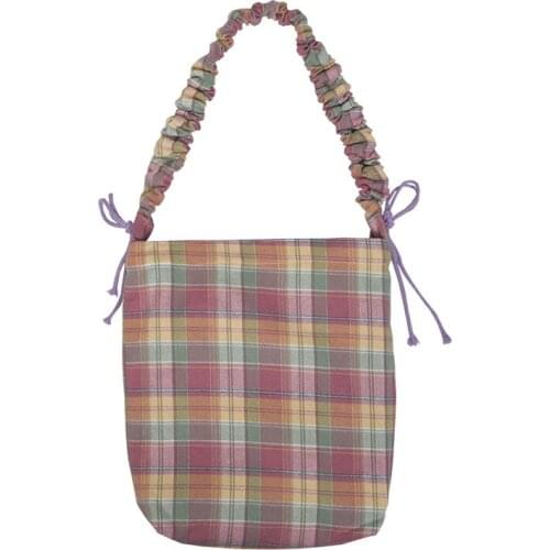 Large-Capacity Plaid Messenger Bag Female Bag All-Match Canvas Womens Bag 2021 Casual Open Womens Shoulder Bag Student