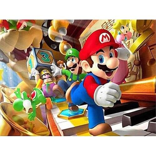 Carton Mario Printed Water-Soluble Canvas 11CT Cross-Stitch Full Kit Embroidery DMC Threads Craft Handicraft work Stamped