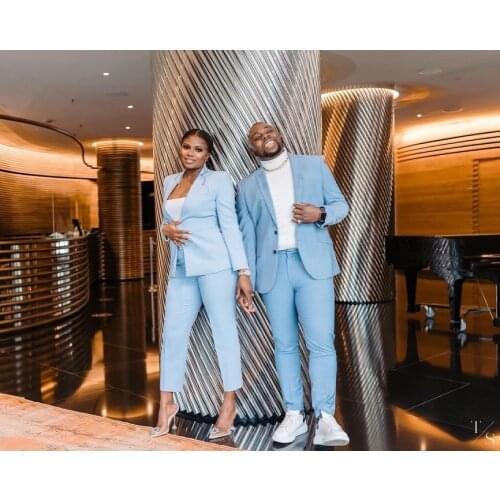 High Quality Sky Blue 2 Pieces Groom Tuxedos For Wedding Formal Prom Suit Party Evening Blazer Custom Made (Jacket+Pants)