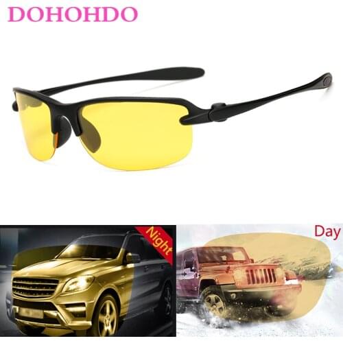 DOHOHDO New Yellow Men Polarized Driving Sunglasses Lense Night Vision Driving Glasses Polaroid Goggles Reduce Glare UV400