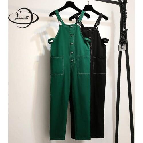 Womens Jumpsuits Summer Female Playsuits Clothing Strap Solid Color Plus Size Loose Pockets Pure Cotton Ladies Clothes H78