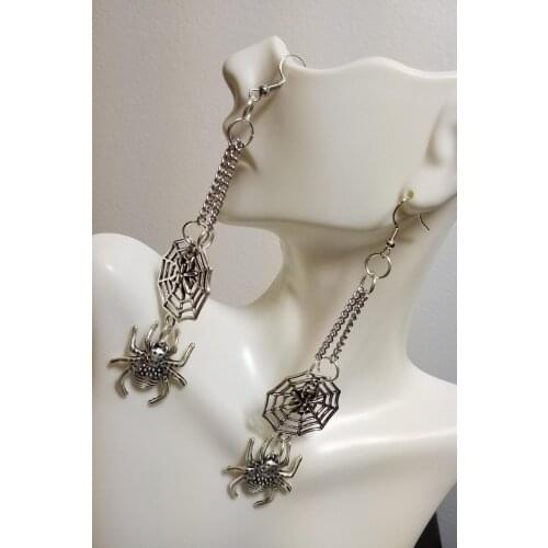 Punk Dark Spider Web Spider Metal Earrings Goth Rock Fashion Cool Insect Tassel Vampire Earrings Statement Jewelry For Women New