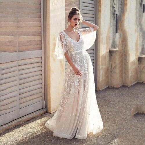 New 2019 Hot Summer Dress Women White Embroidery Sexy Lace V-neck Halter Lace Long Dresses Evening Party Boho Princess Vestidos