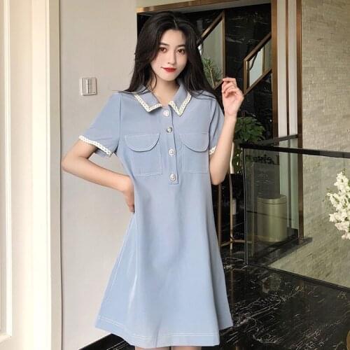 Bella Philosophy 2020 Women Vintage Turn-down Collar casual Dress Lady Pockets Lace A-line Button Dress Elegant Female Vestidos