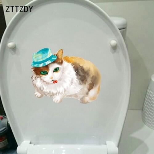 ZTTZDY 23.1*18.3CM Cool Cat WC Toilet Sticker Decal Home Room Wall Decoration T3-0142
