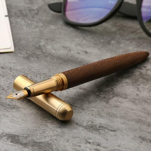 1Pc High Quality Classical Fountain Pen Wood Metal Business Pen Metal Signature Fountain Pen 0.7mm Writing Pen Supplies Gift Pen