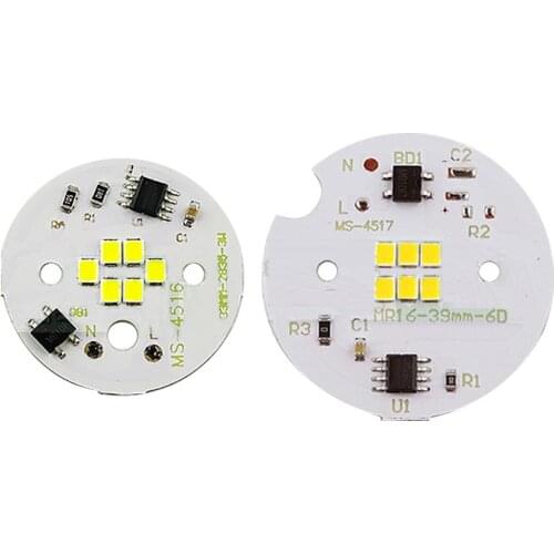 10Pcs/Lot 220V LED Chip 5W Constant Current Linear Drive-free Light Source Board 33mm 39mm Lamp Board mr11 mr16 For Lamp Cup