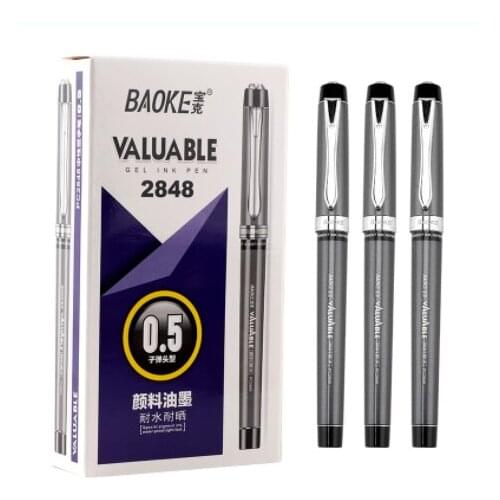 BAOKE PC2848 Pigment Ink Neutral Pen/Office Signature Pen / Student Water Based Pen 0.5mm 12 Pieces/Box