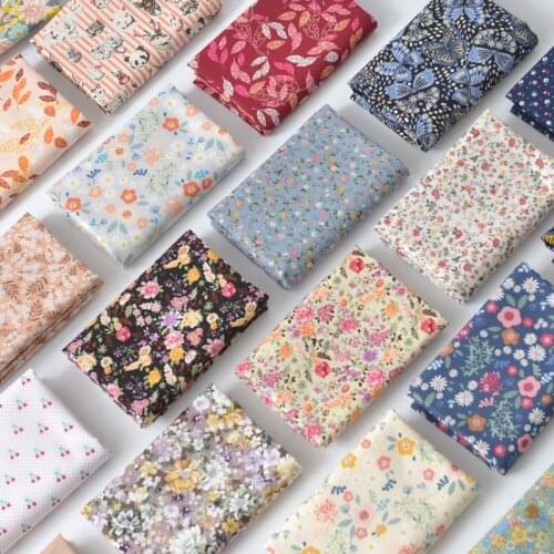 145x50cm Pastoral Floral Summer Poplin Cotton Fabric DIY Childrens Wear Cloth Make Bedding Quilt Decoration Home 160-180g/m
