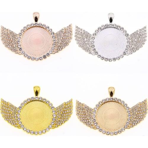 25mm Heart Cabochon Pendant Base Angel Wing Charms For DIY Jewelry Making Alloy Matching Necklace Jewellry Findings