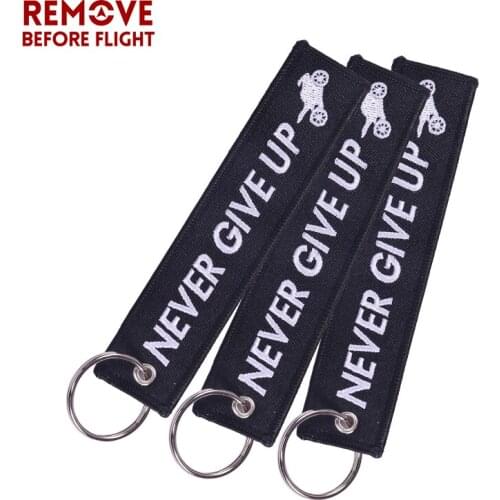 3 PCS/LOT Fashion Jewelry Embroidery Motorcycle Keychain Never Give Up Motor Key Holder Key Fobs OEM ATV Car Key Chains for Men