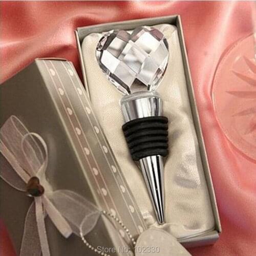 50Pcs Elegant Crystal Wine Bottle Stopper Keep Wine Fresh Baby Shower Baptism Wedding Party Favors With Gift Box