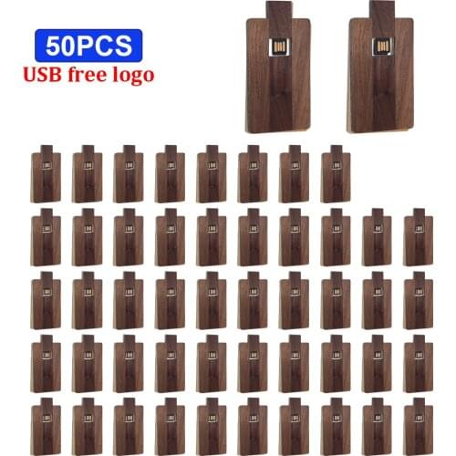 50pcs/lot Custom LOGO Wooden Card USB2.0 Flash Drive 4GB 8GB 16GB 32GB 64G Maple Pen Drives Wholesale Memory Stick Gifts U Disk