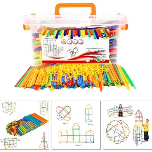 500Pcs Plastic Straw Building Blocks Joint Funny Development Toys Fort Building Block Straw For Boys Girls