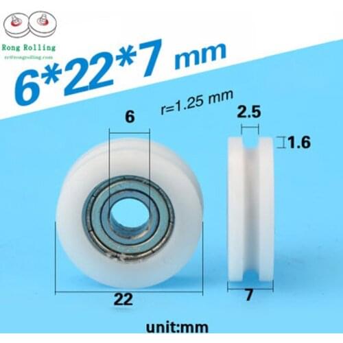 6*22*7 Cover POM bearing 696ZZ bore 6mm,diameter 22mm,thickness 7mm,nylon coated bearings,Door and window pulley/pulley/rollers