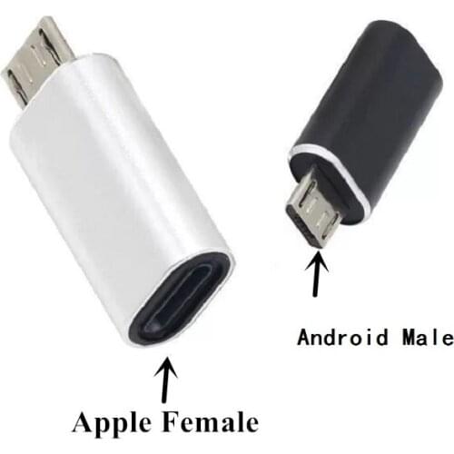 8Pin Lightning Cable to Micro USB Male Adapter Connector for Samsung Xiaomi Huawei Android Cellphone Tablet PC