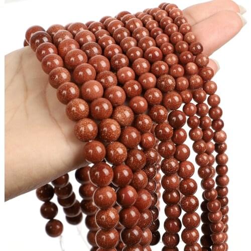 16"Strand Natural Stone Beads Gold SandStone Round Loose Spacer Beads For Jewelry Making Handmade Bracelet Neck 4 6 8 10 12mm