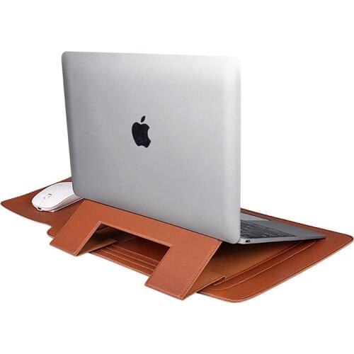 PU Leather Sleeve Case For Laptop Leather Stand Cover Portable Notebook Protector Bag