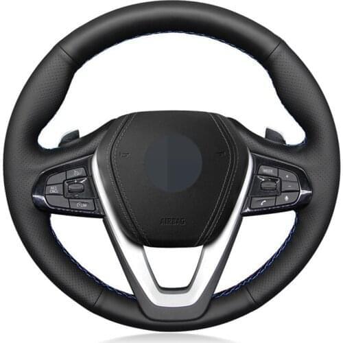 Car Steering Wheel Cover Hand-Stitched Black Genuine Leather For BMW G20 G21 G30 G31 G32 X3 G01 X4 G02 X5 G05 X7 G07 Z4 G29