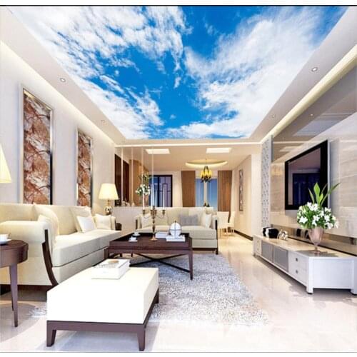 Photo Wallpaper Living Room Bedroom KTV Ceiling Murals Wallpaper simple blue sky white clouds mural