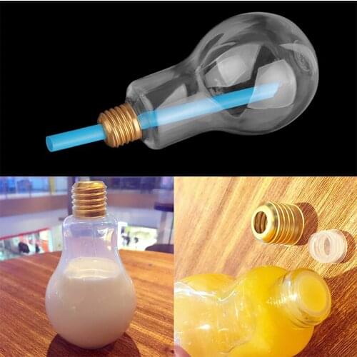 Creative Summer Bulb Water Bottle Cute Brief Fashion Cute Milk Juice Light Bulb Leak-proof Cute WaterBottle Portable Bottles
