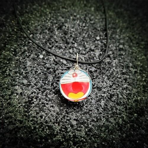Hot Fashion Crystal glass Ball Cartoon Cat Necklace Long Strip Leather Chain Pendant Necklaces Women Lucky Wish Locket Jewelry