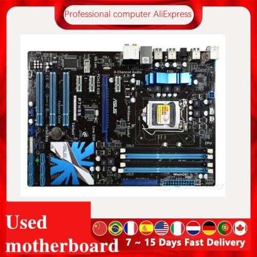 For ASUS P7H55 Motherboard LGA 1156 DDR3 16GB For Intel H55 P7H55 Desktop Mainboard SATA II PCI-E X16 Used AMI BIOS