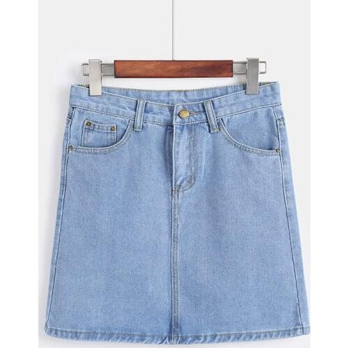 Fashion Harajuku Skirt Women Harajuku Jean Skirt Solid Korean Fashion Mini Skirts Buttons Leisure Short Mini Skirt Юбка Женская