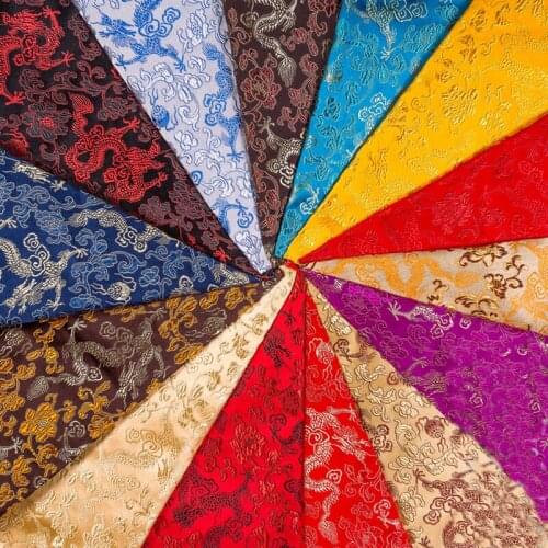 Soft Small Dragon Polyester Satin Brocade Vintage Fabric for DIY Phone Case Clothes Shoes per Half Meter