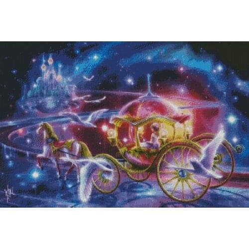 Romantic Carriage Cross Stitch Kits Counted Needlework Embroidery Crafts 14ct Unprinted DIY Arts Handmade Home Decor