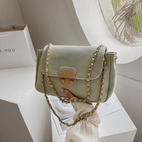 2021 new trendy fashion luxury chain fashion casual denim blue canvas simple ladies one-shoulder messenger bag