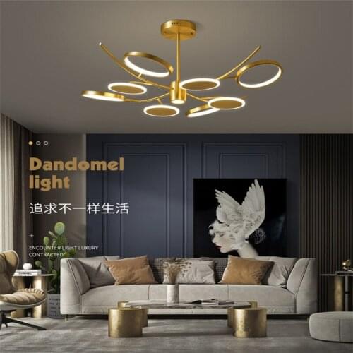 2020 new atmospheric chandelier living room lamps all copper modern minimalist circle ring Nordic LED restaurant lights