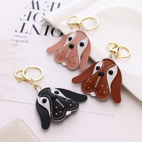 2021 spring new fashion cute mangy dog leather bag wallet keychain birthday party gift
