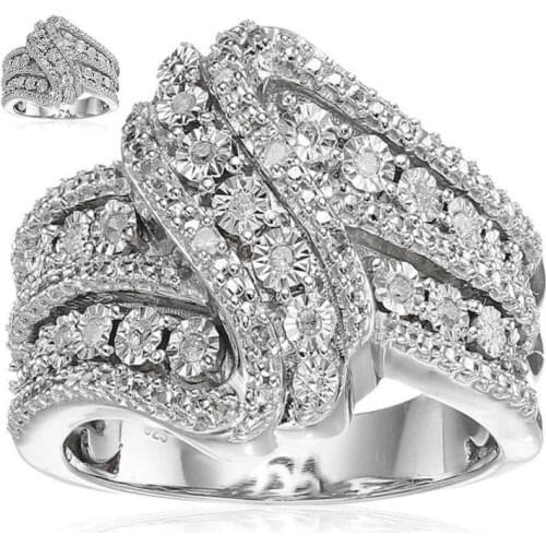 New fashion womens inlaid white silver color ring water crystal ring jewelry party engagement ring