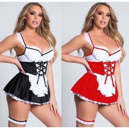 New Sexy Porno Lingerie Babydoll Erotic Costume Woman Uniform Temptation Lace Maid Dress Underwear Erotic Role Nightwear