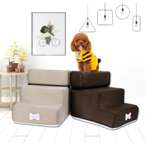 New Dogs Pet Stairs 3 Steps Stairs Anti-slip Waterproof For Small Dog Cat Pet Stairs Removable Pet Climbing Ladder Bed Cushion