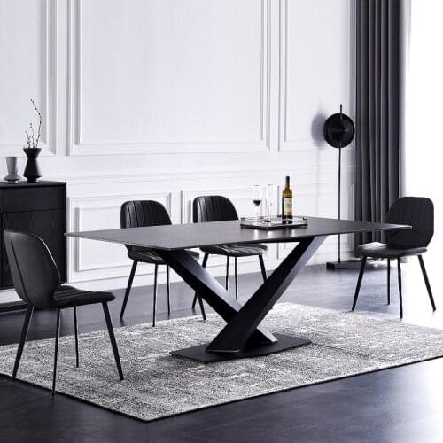 Italian style extremely simple rectangular modern small apartment dining table designer creative light luxury dining table set