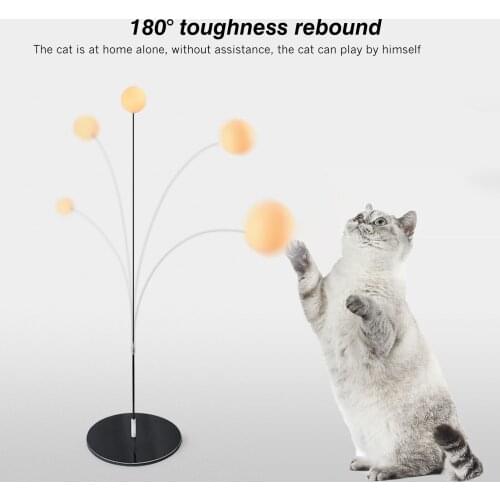 Funny Cat Stick Ball Toy Sucked Cat Teaser Wand Interactive Suction Cup Base Teaser Table Tennis Toy Cat Supplies