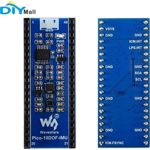 Waveshare 10-DOF IMU Sensor Expansion Module Onboard ICM20948 And LPS22HB Chip For Raspberry Pi Pico