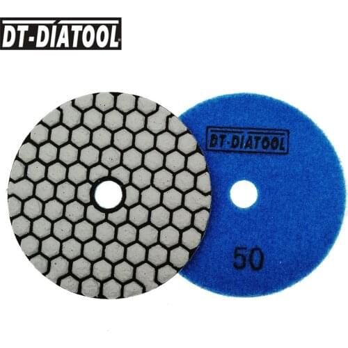 DT-DIATOOL 4pcs 100mm/4" Professional Grade A Dry Diamond Polishing Pads Flexible Resin Bond Sanding Discs Marble Granite Stone