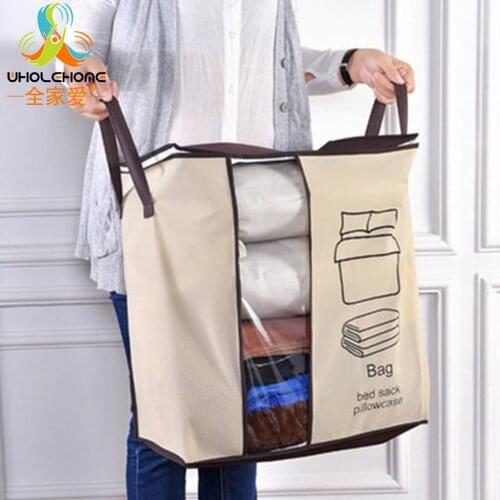 Portable Storage Bag Organizer Non-woven Fabric Case Folding Closet Blanket Bedding Clothing Quilt Pillow 46x51x28CM 6 Colors