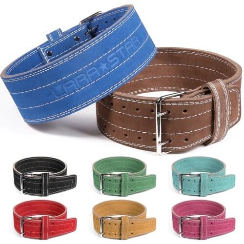 Weightlifting Belt 4 Layers Cowhide Leather Waist Back Support Powerlifting Training Gym Fitness Equipment Workout Exercise