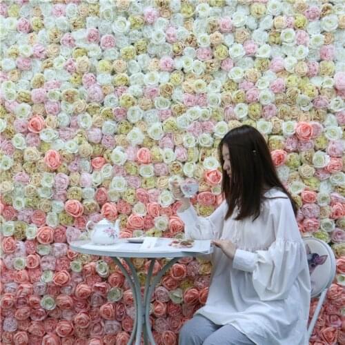 Luxury Custom 3D Gradient Change Artificial Flowers Wall Panel Wedding Backdrop Decor Party Shop Event Flower Arrangement Crafts