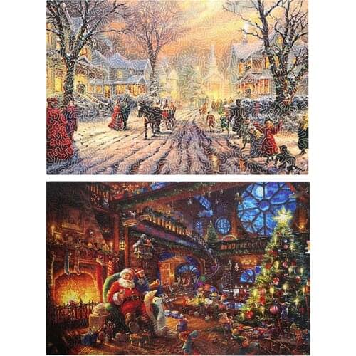 Christmas Jigsaw Puzzle Challenging Training Creative Jigsaw Puzzle Decompression Children Toys Santa Gifts Logic Puzzle Game