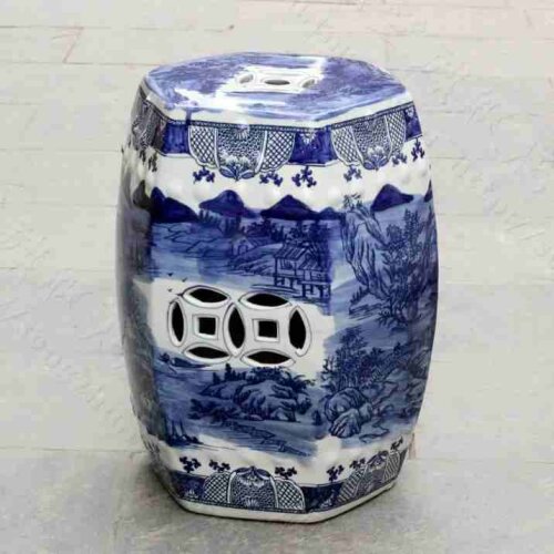 Blue and white ceramic Antique drum porcelain garden stool Glazed ceramic ceramic antique chinese hand ceramic garden stools