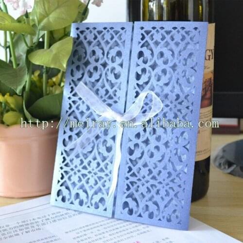 Blue wedding invitation cards,laser cut filigree wedding invitation cards