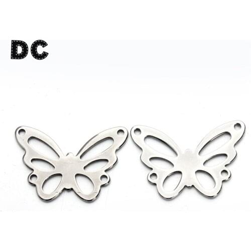 5Pcs/lot Stanless Steel Butterfly Charm Pendant Metal Stamping Blank Connectors for Necklace Bracelet Jewelry Making 25x38mm