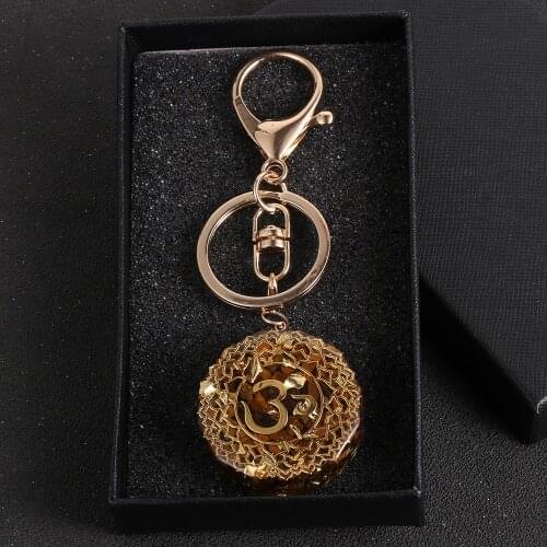 Tiger Eye Chip Stone Orgone Energy Pendant Keychain Men Women Yogo OM Healing Resin Orgonite Crystal Key Chains Chakra Jewelry