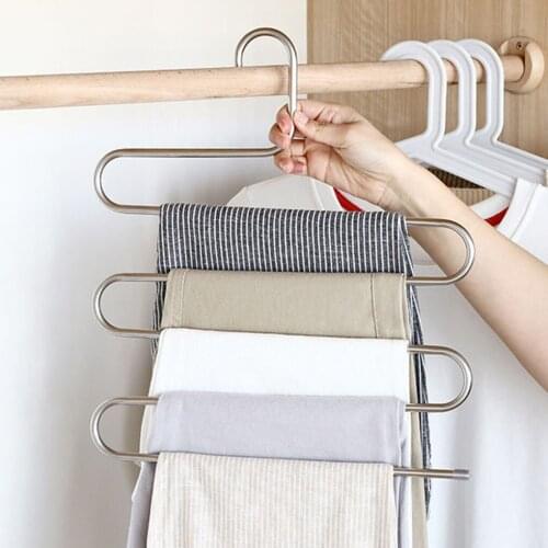 Type Pants Rack Stainless Steel Multifunctional Trousers Hanger Multilayers Trousers Hanger Home Non-slip Pants Clip